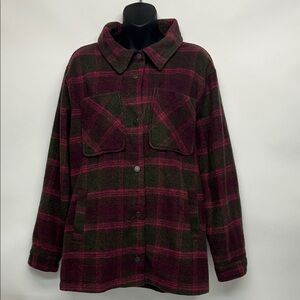 Ashley By 26 International Plaid Utility Jacket - Pink and Green xl
